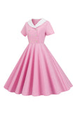 Peter Pan Col Swing Robe des années 50 à manches courtes