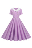 Peter Pan Col Swing Robe des années 50 à manches courtes