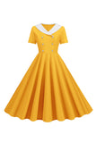 Peter Pan Col Swing Robe des années 50 à manches courtes
