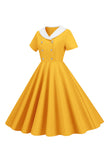 Peter Pan Col Swing Robe des années 50 à manches courtes