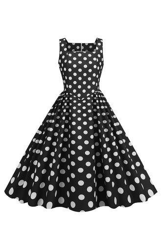 Robe Noire Polka Dots Vintage années 50