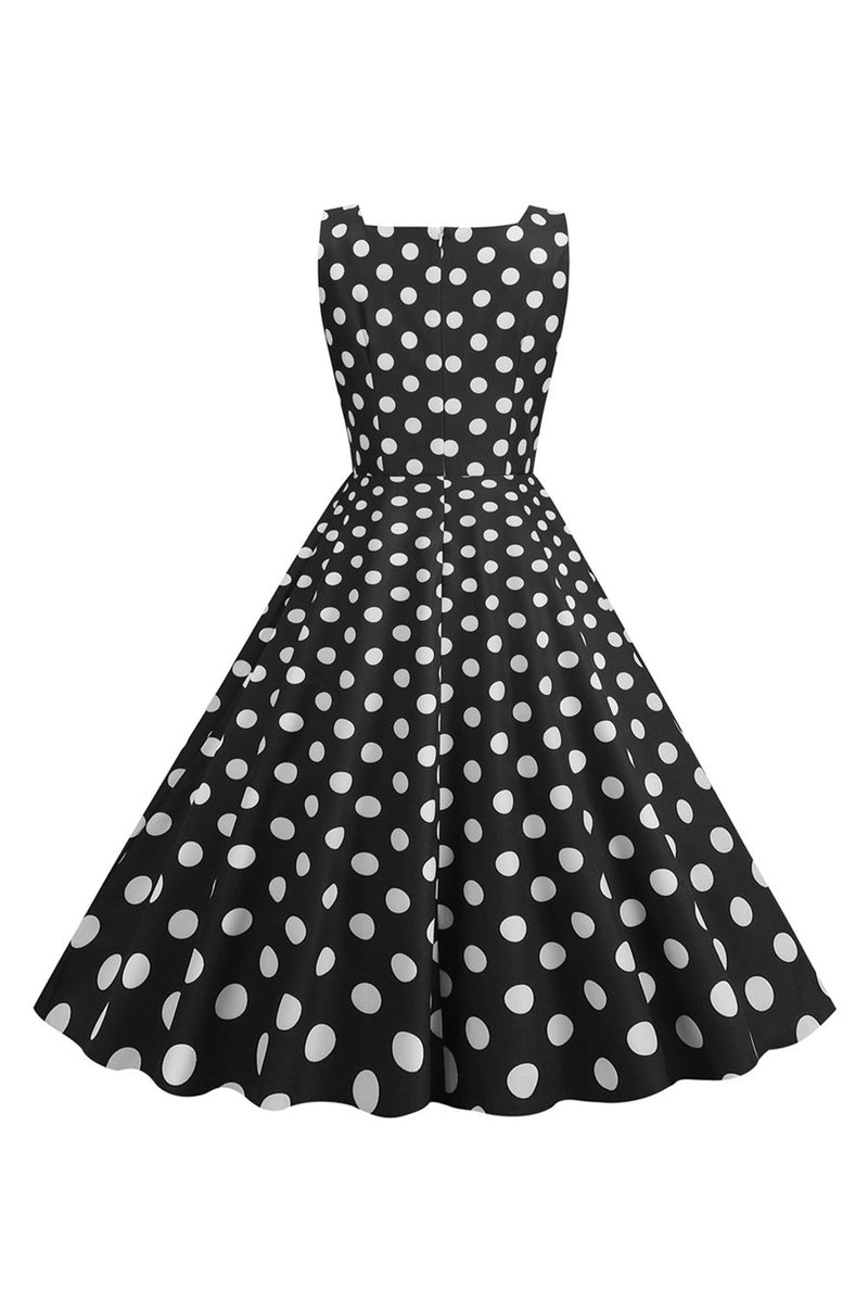 Charger l&#39;image dans la galerie, Robe Noire Polka Dots Vintage années 50