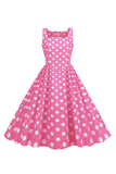 Robe Noire Polka Dots Vintage années 50