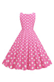 Robe Noire Polka Dots Vintage années 50