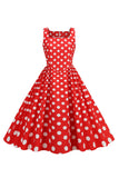 Robe Noire Polka Dots Vintage années 50
