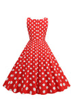 Robe Noire Polka Dots Vintage années 50