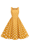 Robe Noire Polka Dots Vintage années 50
