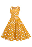 Robe Noire Polka Dots Vintage années 50