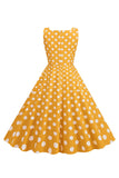 Robe Noire Polka Dots Vintage années 50