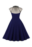 Noir A Line Robe vintage des années 50 avec boutons