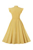Charger l&#39;image dans la galerie, Robe jaune Solid Swing des années 50 avec nœud
