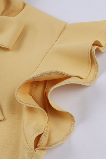Robe jaune Solid Swing des années 50 avec nœud