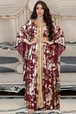 Robe Longue Marocaine Marocaine Florale Rouge