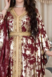 Robe Longue Marocaine Marocaine Florale Rouge