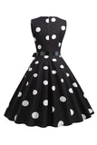 Robe à pois bleu clair vintage des années 50