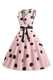 Robe à pois bleu clair vintage des années 50