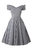 Robe Black Gingham Vintage des années 50