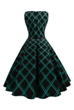 Robe à carreaux vert swing des années 50