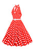 Charger l&#39;image dans la galerie, Hepburn Style Halter Neck Polka Dots Red 1950s Robe