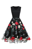 Robe Fuchsia et Black Vintage des années 50