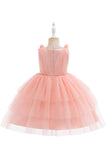 Robe de soirée de fille en tulle bleu avec nœuds