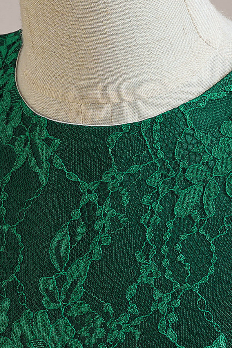 Charger l&#39;image dans la galerie, Tulle vert sans manches Une ligne robe fille avec dentelle