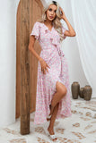 Robe Maxi Enveloppante Rose-Florale