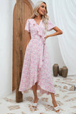 Robe Maxi Enveloppante Rose-Florale