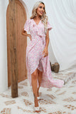 Robe Maxi Enveloppante Rose-Florale