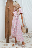 Robe Maxi Enveloppante Rose-Florale