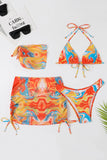 Halter Neck Orange Bikini imprimé