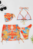 Halter Neck Orange Bikini imprimé