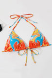 Halter Neck Orange Bikini imprimé