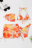 Halter Neck Orange Bikini imprimé