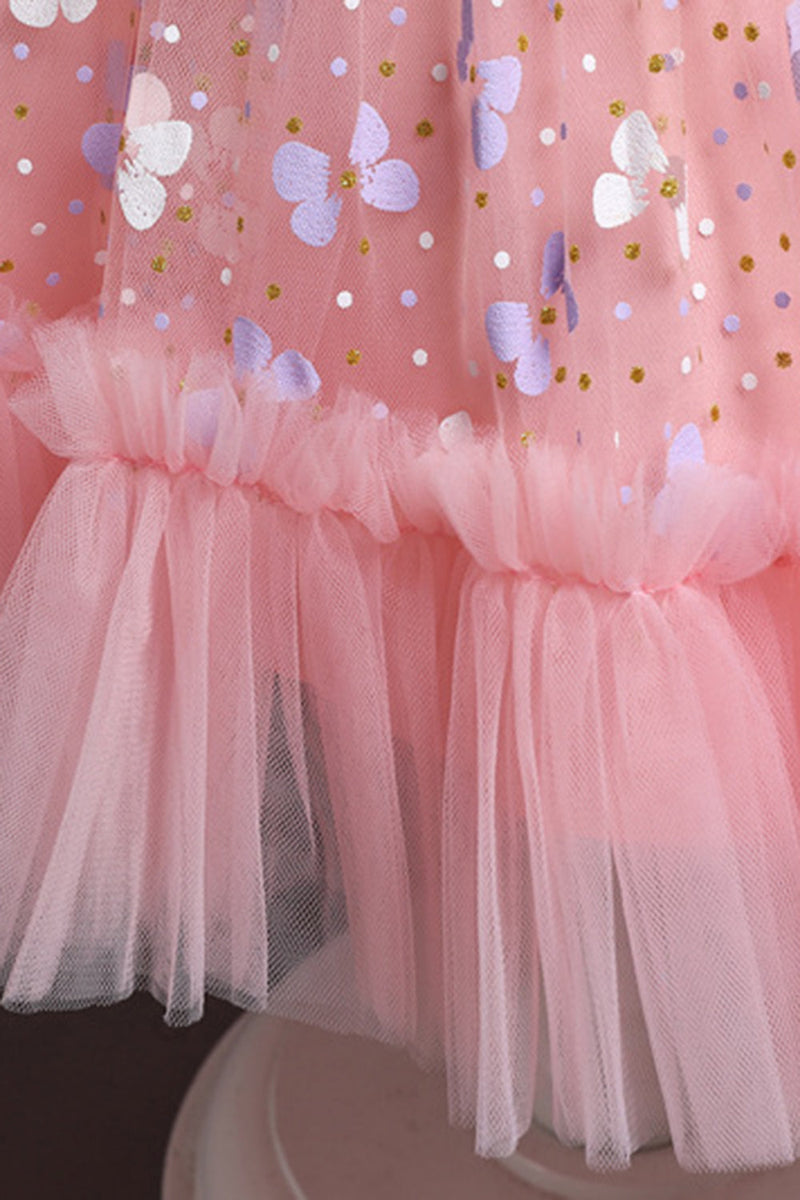 Charger l&#39;image dans la galerie, Une ligne Robe de soirée fille rose à col bijou avec Appliques