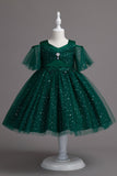 Une ligne de l’épaule Burgundy Tulle Girl Dress