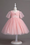 Une ligne de l’épaule Burgundy Tulle Girl Dress