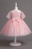 Une ligne de l’épaule Burgundy Tulle Girl Dress