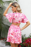 Fuchsia Floral Découpe Mini Robe Boho