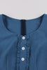 Charger l&#39;image dans la galerie, Robe bleue à carreaux des années 50 avec volants