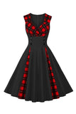 Robe Black Plaid Swing des années 50