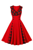 Robe Black Plaid Swing des années 50