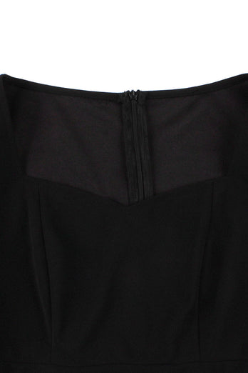 Robe noire swing des années 50 à manches courtes