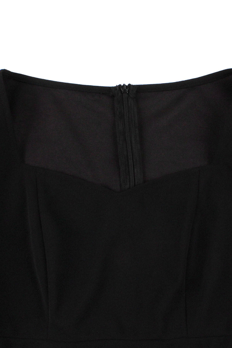 Charger l&#39;image dans la galerie, Robe noire swing des années 50 à manches courtes