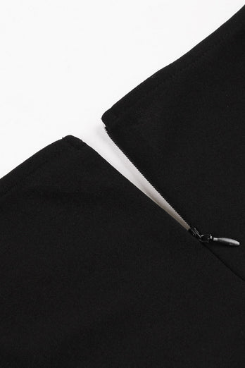 Robe noire swing des années 50 à manches courtes