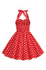 Charger l&#39;image dans la galerie, Licou Robe rouge vintage à pois pour filles avec arc