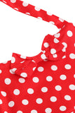 Licou Robe rouge vintage à pois pour filles avec arc