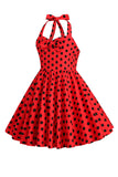 Robe de fille vintage rouge à pois