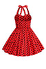 Charger l&#39;image dans la galerie, Robe de fille vintage rouge à pois