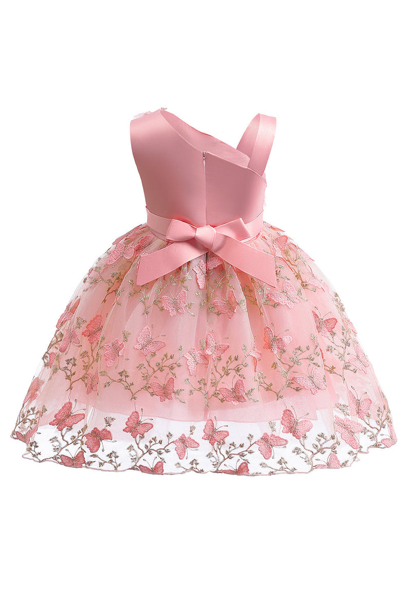 Charger l&#39;image dans la galerie, Une ligne robe rose bow filles avec des appliques